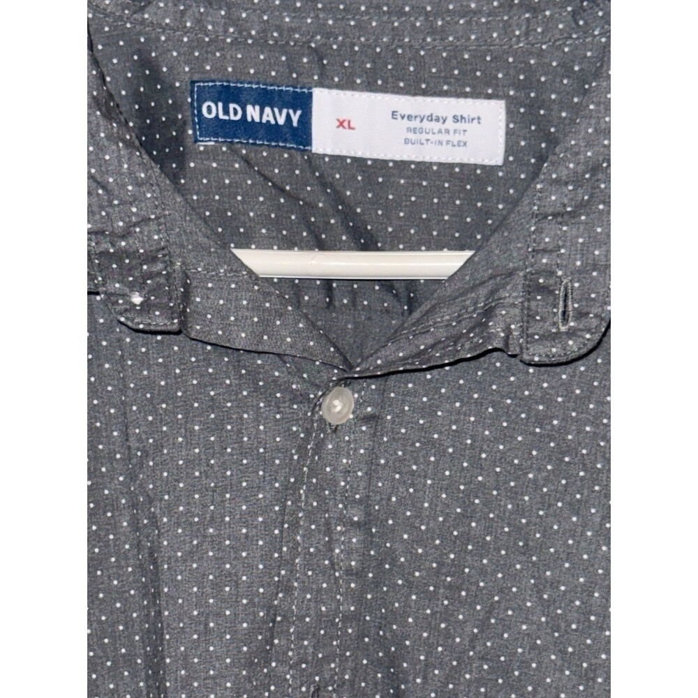 Old Navy Mens XL Gray Dots Short Sleeve Button Down Shirt - Picture 2 of 3